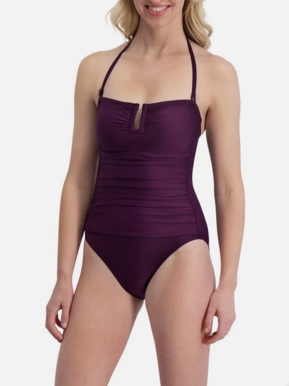 DKNY Women's One-Piece Swimsuit in Plum - Picture 2 of 10